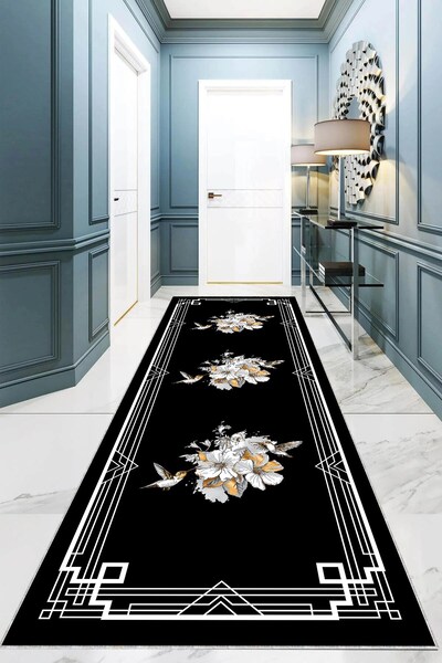 on the clouds Çiçek Desenli Dijital Baskı Yıkanabilir Kaymaz Taban Modern Sal...