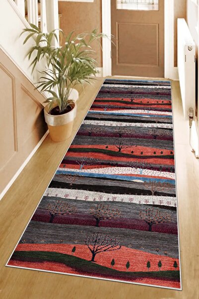 on the clouds Ağaç Desenli Dijital Baskı Yıkanabilir Kaymaz Taban Etnik Kilim...