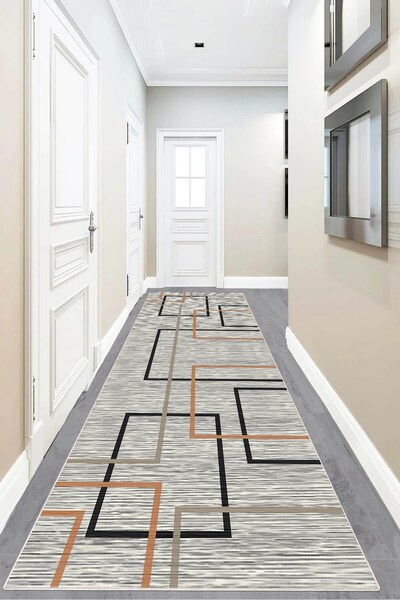 on the clouds Geometrik Desenli Renkli Dijital Baskı Yıkanabilir Kaymaz Taban...