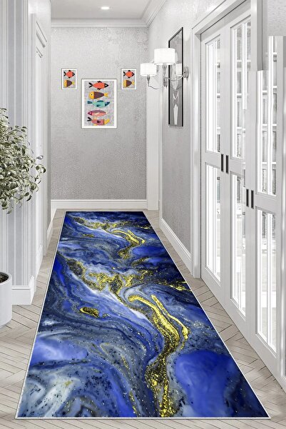 Pelangi Gold Detaylı Okyanus Esintili Dijital Baskı Yıkanabilir Modern Salon Halı