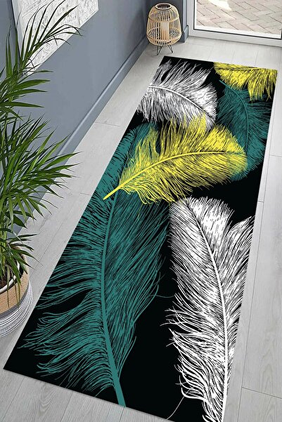 on the clouds Kuş Tüyü Desenli Renk Geçişli Dijital Baskı Yıkanabilir Kaymaz ...