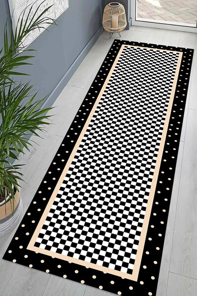 Pelangi Dama Desenli Geometrik Dijital Baskı Yıkanabilir Kaymaz Taban Modern ...