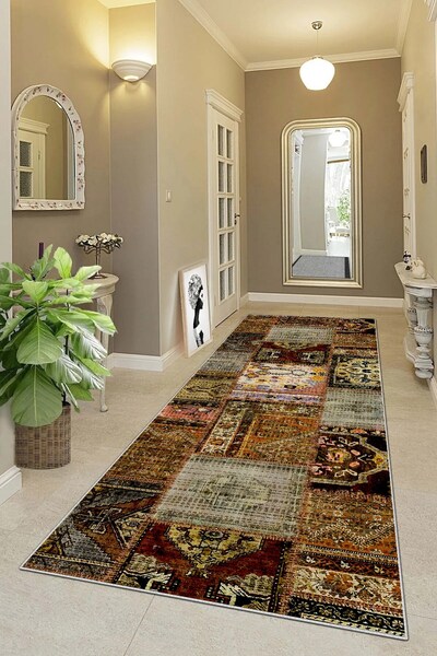 on the clouds Patchwork Kırkyama Desenli Dijital Baskı Yıkanabilir Kaymaz Tab...