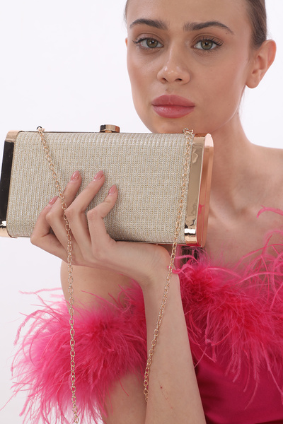 womenacs Gold Color Breast Metal Case Women's Evening Dress Clutch Portfolio Wedding Engagement Henna Evening Bag