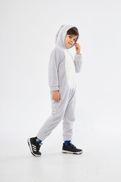 LORIAN'S Animal Figured Rabbit Welsoft Plush Children's Jumpsuit