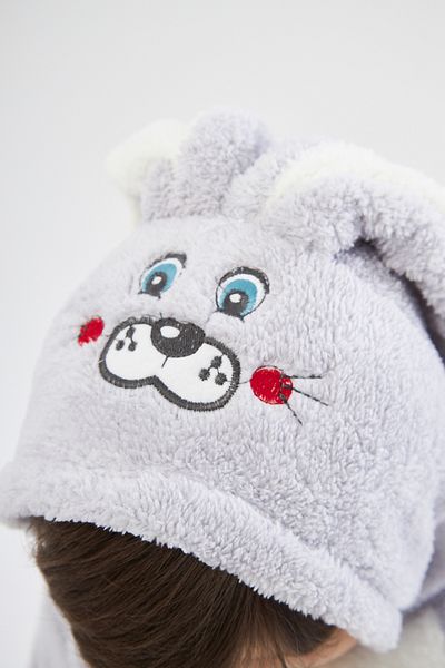 LORIAN'S Animal Figured Rabbit Welsoft Plush Children's Jumpsuit