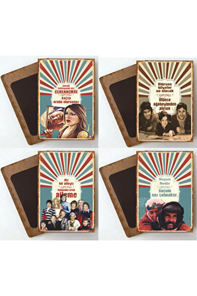 Hayat Poster yeşilçam Türk Sineması oyuncuları filmleri sahneler ahşap magnet...