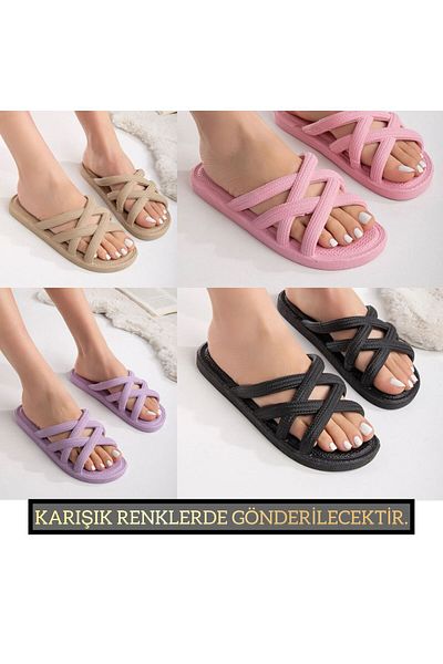 TERLİKLAND Γυναικείες αντιολισθητικές καλοκαιρινές παντόφλες μπάνιου στην παραλία Street Beach 3 τεμαχίων