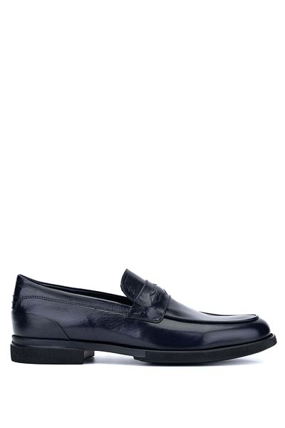 Tamer Tanca Men's Genuine Leather Navy Blue Loafers