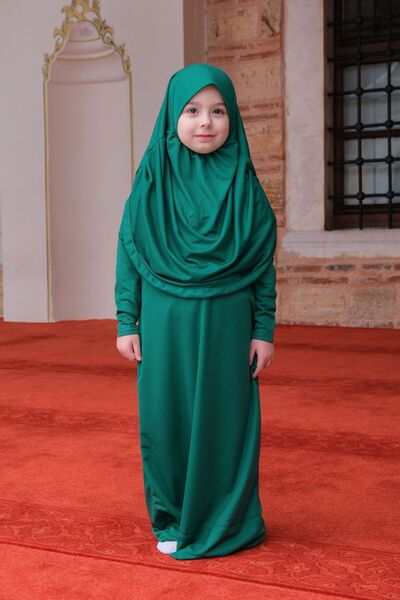 LOCCO Çocuk Namaz Elbisesi Zümrüt Yeşil