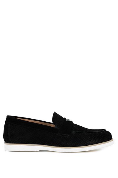 Tamer Tanca Men's Genuine Leather Black Suede Loafer Shoes