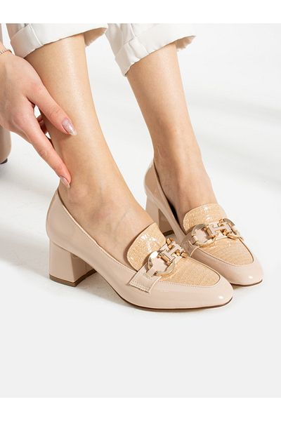 Alemdar Shoes KALEY Cream Patent Leather Buckle Detail Women's Shoes