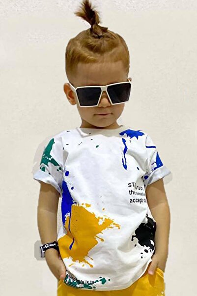 Riccotarz Orange Brush Patterned Pocket Set for Boy