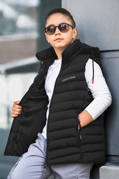 Pina Kids Boy's Hooded Black Puffer Vest YLK.2021