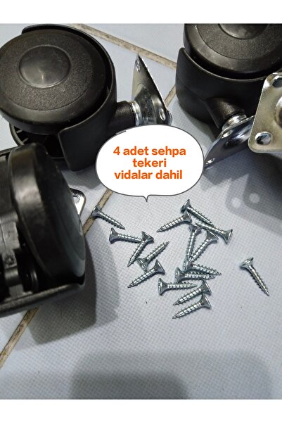 canh Mobilya Tekerleği 4 Adet Vidalar Dahil Sehpa Tekerleği 4 Lü Tablalı Teker