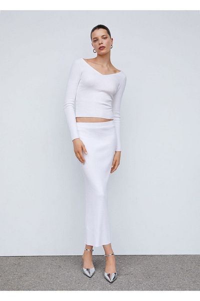 MANGO Woman Rippenpullover mit tiefem Rückenausschnitt