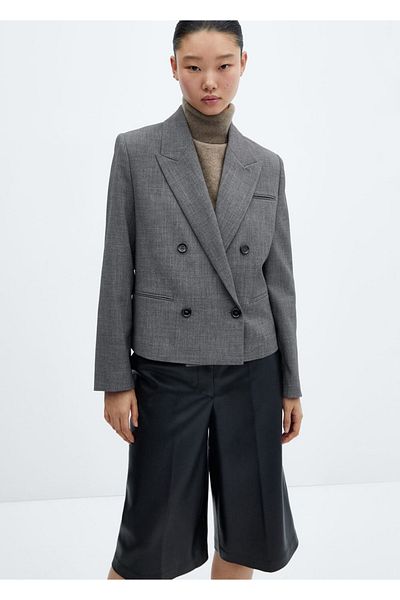 MANGO Woman Double Breasted Short Blazer Jacket
