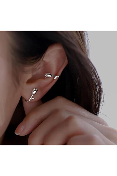 toptanhanem Minik Lale Tasarımı Antialerjik Çelik Küpe - Gümüş  Kaplama