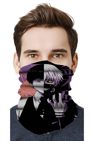 FG KONNİCHİWA Tokyo Ghoul Anime Manga - Outdoor Patterned Cycling Face Mask, Buff Neck Collar Bandana and Balaklava