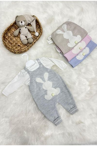 Home Littleland Combed Cotton - Badi Rabbit Knitwear Slopet Jumpsuit (with Booties Gift)