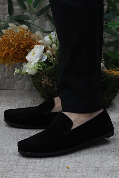 Mehmet Mete 31101 Чорні замшеві лофери з натуральної шкіри Чоловічі балетки Чоловіче взуття