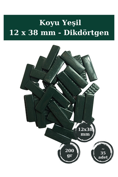 Zen Mozaik Sanatsal Mozaik Çalışmalarınız için 12 x38 mm - Dikdörtgen Cam Moz...