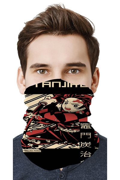 FG KONNİCHİWA Demon Slayer Anime Manga Motor Cycling Face Mask Outdoor Buff Neck Collar Bandana Balaklava