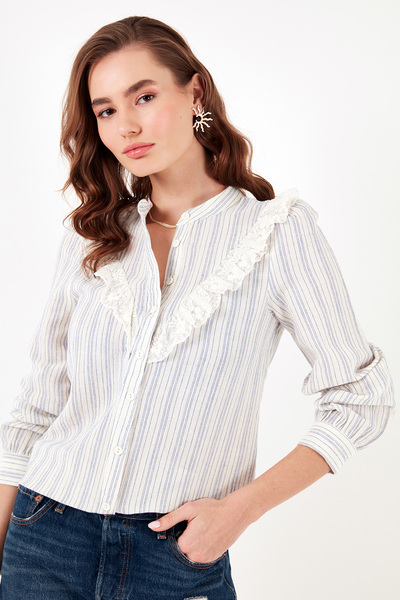Lela Бавовняна сорочка з мереживними деталями, прямий крій СОРОЧКА 611GO00150