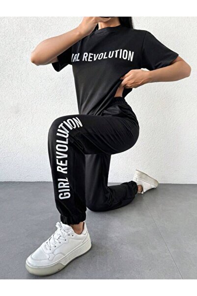 AMMA Unisex Text Printed T-shirt Sweatpants Set