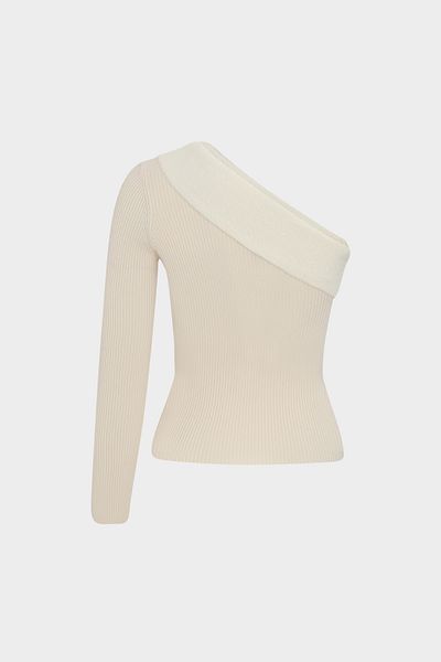 Açelya Okcu Collar Detailed Single Sleeve Slim Fit Women's Knitwear Sweater