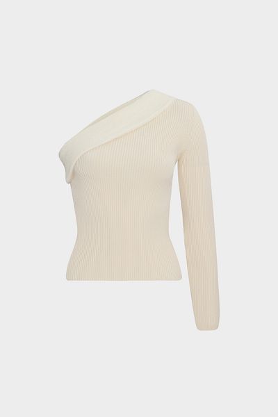 Açelya Okcu Collar Detailed Single Sleeve Slim Fit Women's Knitwear Sweater