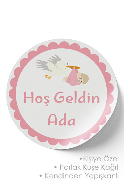 deer art Kişiye Özel Hoşgeldin Bebek Sticker Doğum Günü Etiketi (STİCKER) - 3...
