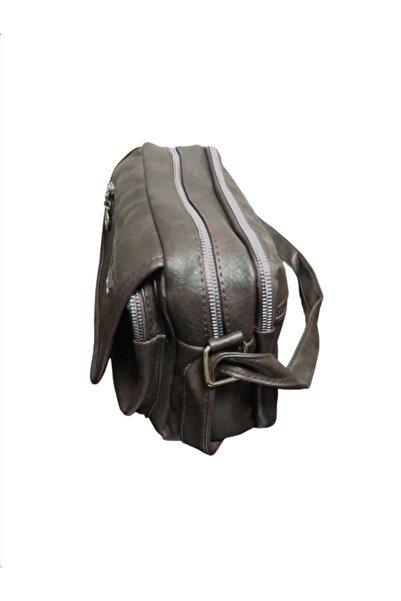 ZEKTON Γυναικεία τσάντα ώμου από συνθετικό δέρμα σε καφέ χρώμα