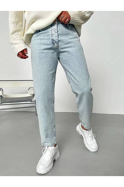 Gambocci Men's Light Blue Boyfriend Comfortable Fit Trousers