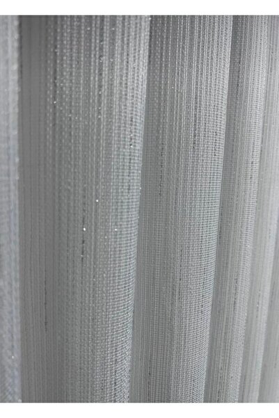 ERNGlobal Ütü Istemez Gümüş Simli Model Sık Pileli Tül Perde 1x3 Salon Mufak Perdesi En X Boy