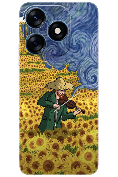 TECNO Spark 10 (KI5q) Uyumlu Kılıf Desenli Silikon Sunflower Ayçiçeği Tarlası...