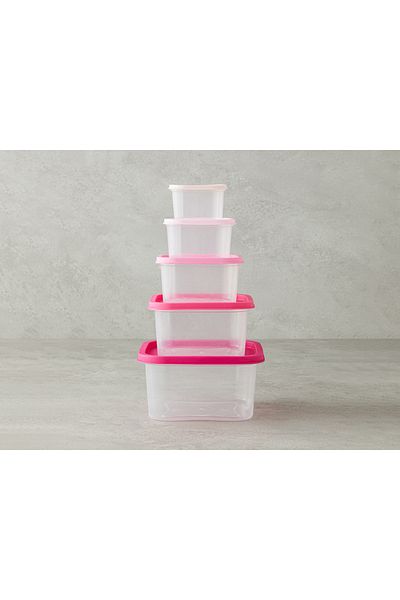 English Home Keep Me Plastic 5 Piece Storage Container Pink