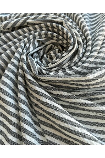 Marka Gofre Dikey Çizgi Dokuma Kumaş Siyah 1 Metre