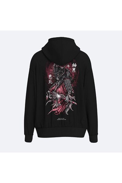 Shout Унисекс суичър с качулка Oversize Shout Japanese Goat Samurai