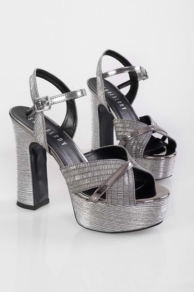 Shoeberry Pantofi cu toc Piera Platinum Glitter pentru damă