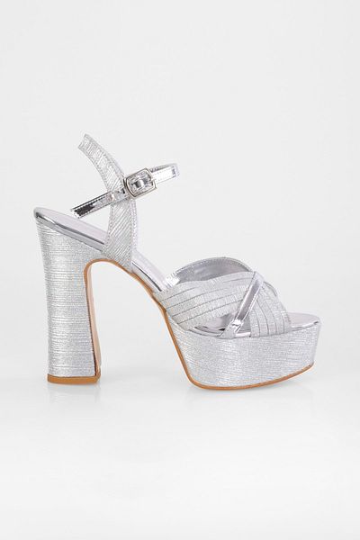 Shoeberry Pantofi cu toc Piera Silver Glitter pentru damă