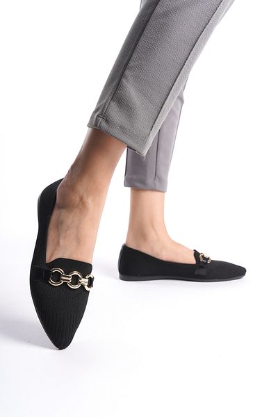 eformoda by emre yılmaz Negru Damă Zilnic Confortabil Cu cataramă Tricoturi Casual Pantofi clasici Balerina B10