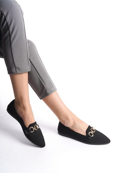 eformoda by emre yılmaz Negru Damă Zilnic Confortabil Cu cataramă Tricoturi Casual Pantofi clasici Balerina B10