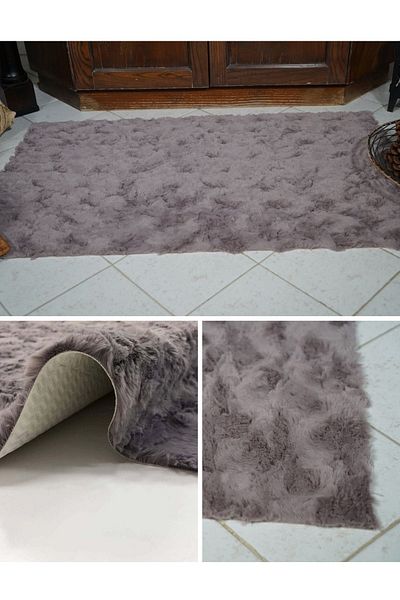 Prizma Micropost, Non-Slip, Washable 2-Piece Bathroom Rug, Mat| Gray - (60X100) (50X60)cm