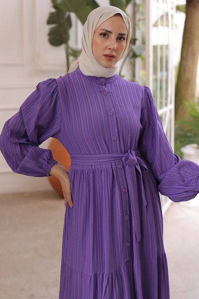 benguen 2024 Button Detailed Dress Purple