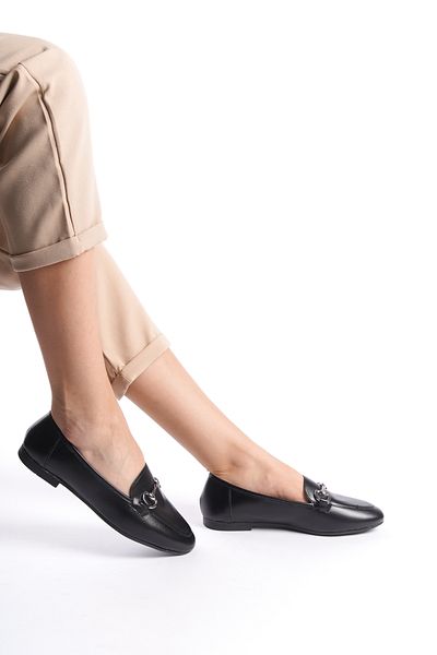 eformoda by emre yılmaz Pantofi clasici ocazional cu cataramă de zi cu zi pentru femei negre Balerini B22