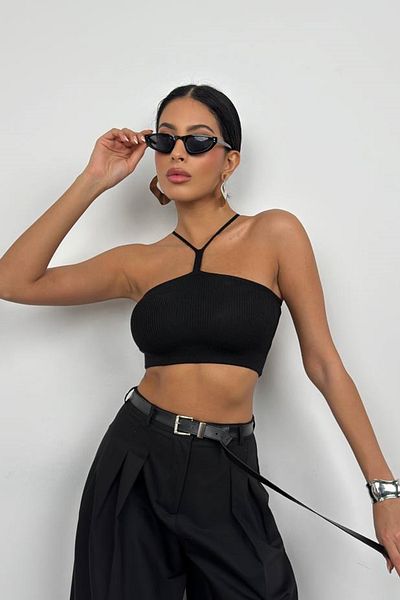 lovebox Μαύρη μπλούζα με ραβδώσεις - Λεπτομέρεια παραθύρου, Γυναικεία, 24S50012