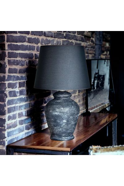 Qdec Vintage Ceramic Lampshade Rustic Antique Black - Gray