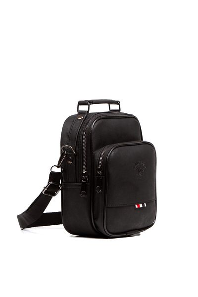 Newish Men's Vegan Leather Hand and Shoulder Bag, Crossbody Bag, Black Bag with Phone Compartment