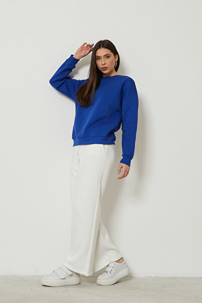 Twenty3 Kadın Bisiklet Yaka Uzun Kollu Basic 3 İplik Şardonlu Sweatshirt